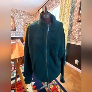 Men's hunter green cardigan sweater, size XL